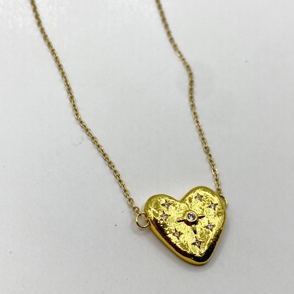 NEW Heart With CZ Stars Layering Necklace - Picture 2 of 14